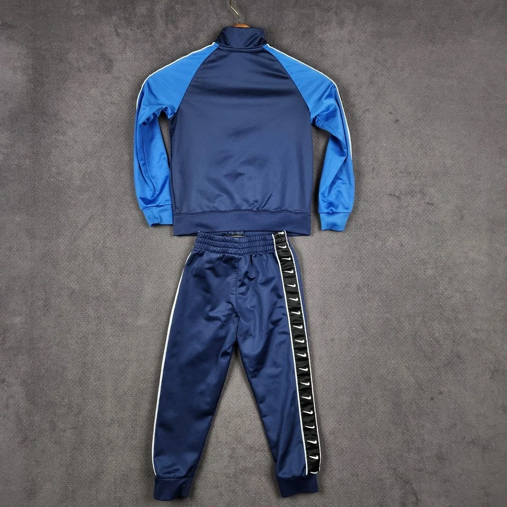 Nike Tracksuit Set Boys 4T Blue Full Zip Jacket Taped Logo Jogger Pants
